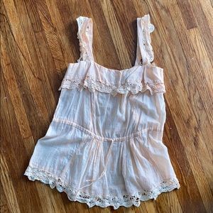 Moda International peach sleeveless cinched shirt